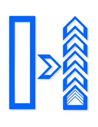 a blue arrow with an arrow in the middle