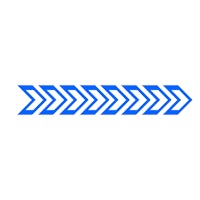 a blue and white arrow on a white background